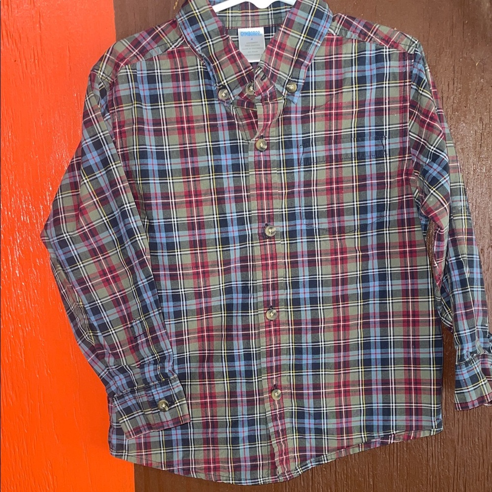 Gymboree Kids Multicolor Plaid Button Down Shirt, size 4